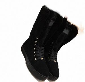 2022 Designer Casual Shoes Women Boots Winter Ny Snow Boot Suede Real Hair Leather Waterproof Winter Warm High Boottom Fashion Ladies Shoe