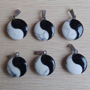 Pendanthalsband 2022 Säljer av högkvalitativ natursten Tai Chi Yin Yang Charm Pendants för smycken som gör 6 st/parti grossist