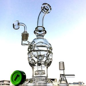 Стеклянные бонги Fab яичные кальяны Swiss Perc Water Tipes 9 ”Demplead Head Head Perc Масло масло.