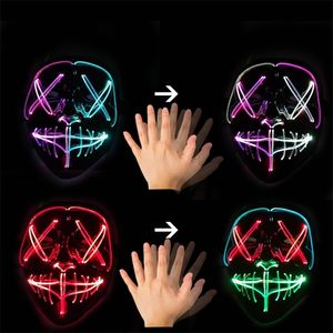 Party Masks Multi-function Led Halloween Masque Masquerade Neon Light up e Mascara Horror a Glowing Purge 220826