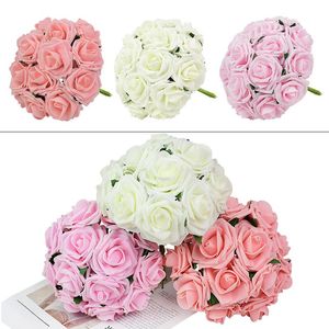 Dekoratif Çiçek Çelenkler 10/25pcs 7cm Pembe Bej Pe Köpük Gül Yapay Çiçek Gelin Buket Ev Düğün Dekorasyon Scrapbooking DIY C