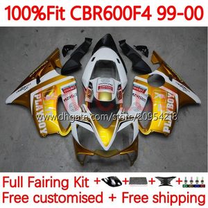 Корпус формы для инъекции для Honda CBR 600 F4 FS CC 600F4 600CC 1999-2000 Bodywork 136NO.91 100% FIT CBR600F4 CBR600 F4 99 00 CBR600FS 1999 2000 OEM Fairing Kit Golden White