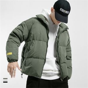 Men Down Jacket Thick Warm Winter Mens Casual Solid Parka Coats Windproof Slim Zipper Outwear Overcoat Cotton-Padded 201209