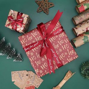 Presentförpackning Julomslagspapper Santa Claus Snowflake Mönster Artware Kraft Decorative Packaging PaperGift