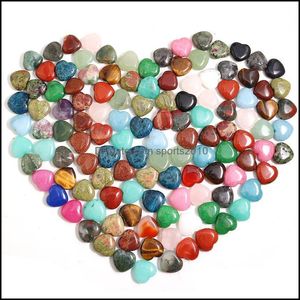 Arts And Crafts Arts Gifts Home Garden 16Mm Wholesale Fashion Beads Natural Heart Stone Charms Gemstone For Jewelry Making Dh4Ks