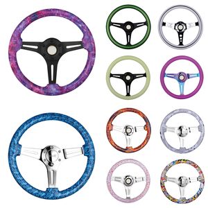 Universal 14 inches 350mm New Chrome modification Racing Sports Car Steering Wheels with Horn Button Plating Race Drifting Sport AUTO Accessories Steering Wheel
