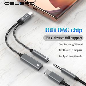 2 I 1 USB C till 3,5 mm hörlur Jackadapter Typ C Charge Audio Aux Adapter