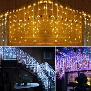 Strings Ice Strip LED String Lights Curtain Starry Festival Wedding Decoration Home For Room Decor Ring Lighted