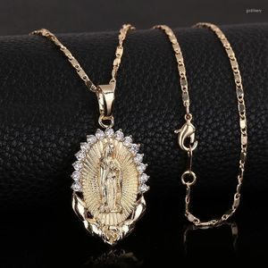Kolye Kolye Dainty Kadın Din Kolye Kutsal Bakire Mary Altın Hıristiyan Kübik Zirkon Femme Jewelrypendant Godl22