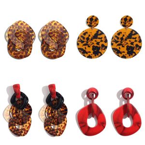 Baumeln Kronleuchter FEEL Acryl Leopard Große Tropfen Ohrringe Für Frauen Harz Runde Aussage Lange Ohrring Vintage Maxi Mode Schmuck