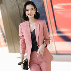 Zweiteilige Hosen für Damen, lange Ärmel, formelle Uniform-Designs, Geschäftsanzüge mit Jacken und Mänteln, OL-Stile, professionelle Arbeitskleidung, Blazer für Frauen