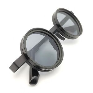 Sonnenbrille rund Edelstahllegierung mit Gläserobjektiv für Frauen Männer Unisex Strandglas Rahmen ist echte Kamera