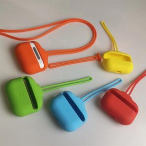 Partihandel Hörlurar Tillbehör Silikonväska med band Anti Lost Mix Pure Color Protect Cover för AirPods Pro Apple Earpuds 3 Case