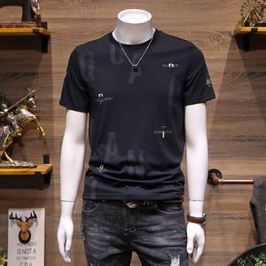 Slim Breathable Thin Men's T-Shirts 2022 Summer New Casual Short Sleeve Personalized Large Letter Embroidery Round Neck Tees Gray Black White Clothing Top M-4XL