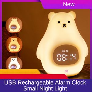New Product Big White Bear with Sleeping Light Timing Silicone Night Light Alarm Clock Feeding Colorful Lights for Bedroom