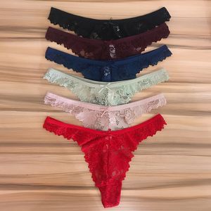 3 Pieces a Pack Ladies Lace Thong Panties Women G Strings Sexy Lingerie Femme Transparent Underwear For Female Solid Tanga Mujer 220511