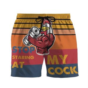 Men's Shorts Fashion Men Board Cock Print Swimwear Swim Beach Special Beer Festival Trouser Drawstring ShortsMen's