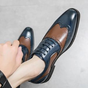 Роскошные резные оксфордские мужские туфли Большой размер итальянская кожа