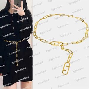 Designer Chain Belt Women Luxury Waist Chains Gold Metal Dress Accessories For Woman Waistband Letter Links F Belts Bags Shoulder Straps
