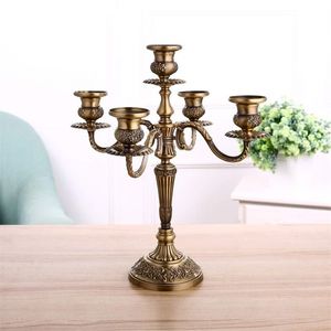 Bronze Candelabra Metal 5Arms3 Arms Candle Holders Wedding Decoration Sticks Event Stand Bord Centerpiece 220809