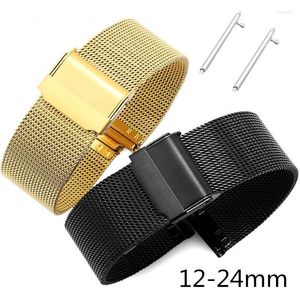 Watch Bands Metal Loop Watchband With Tool 18mm 20mm 22mm 24mm Stainless Steel Universal Replacement Strap Band Accessories Rose Gold Hele22