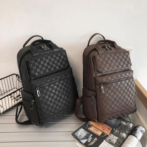 Рюкзак тренд pu кожаный отдых портативные деловые сумки для компьютерной сумки модные клетки средней школы для мужчин и женщин