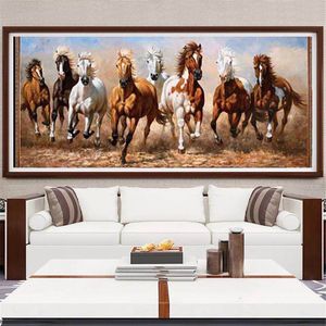 Grote witte rennende paarden canvas schilderen oversized moderne dierenposter en print wall art picture voor woonkamer huisdecoratie