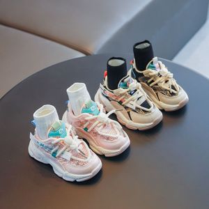 Barn 2022 Spring Baby Shoes Boys Casual Sports Running Sneakers Toddler Girls Fashion Märke mjuk enda andningsbar