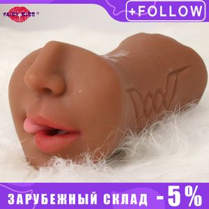Realistico Pompino Masturbatore Maschile Orale sexy Gola Profonda Gomma Artificiale Vagina Figa Reale Giocattoli Per Gli Uomini Masturbazione Adulti 18