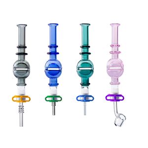 NC066 Narghilè Tubo da fumo colorato 10mm Titanio Quarzo Ceramica Chiodi Cera Rig Clip Grandi tubi di vetro del flusso d'aria