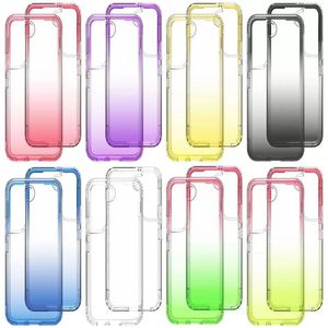 2 in 1 Gradient transparent phone case for iPhone 13 ProMax 7 8 plus X XR XS MAX and samsung S22 S20 with 360 full Cover case