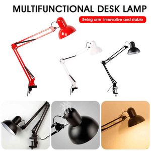 LED Desk Lamp Metal Swing Arm Spring Loaded Adjustable Joints Architect Task Lamp with C Clamp E27 Bulb Not Included H220423