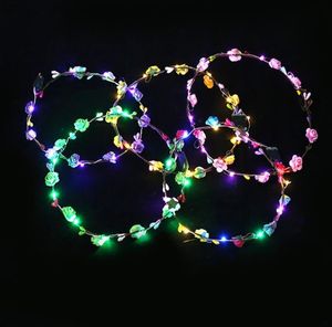 Party Wreath Led Headband Lights Glow Strings Blomma Crown Headbands Light Up Hair Wreath Hårband Garlands Kvinnor Jul Sn4883