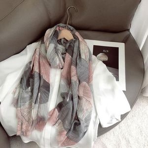 Ombre Ginkgo Petal Floral Fringe Viscose Shawl Scarf Lady High Quality Wrap Pashminas Stole Bufandas Muslim Hijab 180 90cm