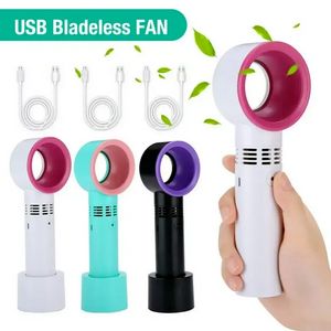 USB Rechargeable Portable Bladeless Cooling Fan Handheld Mini Cooler No Leaf Handy Fan With 3 Fan Speed Level Indicator B0815