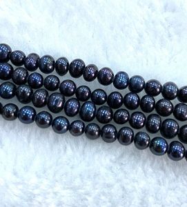 Freshwater Pearls Loose Beads toptan satış-Zarif yeni mm siyah Akoya Tatlı Su Yetiştiriciliği İnci Yuvarlak Yuvarlak Gevşek Boncuklar
