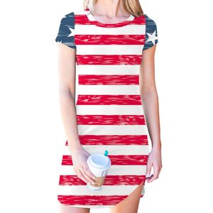 Casual Dresses Dressy Sleeve Short America Printed Summer Dress Loose Women Flag Porcelain Doll för Costumecasual