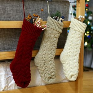 Sublimation Christmas Knitted Stockings Decor Festival Gift Bag Fireplace Xmas Tree Hanging Ornaments Decors Red White Christmas Sock