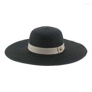 Weitkrempeln Hats Beach Hut Eimer für Frauen Big Dome Round Top 11 cm weibliche schwarze weiße Luxus Sonne Gorras Casquette Femmewide