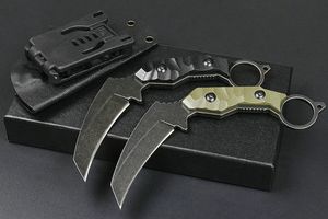 新しいM6647固定ブレードKarambit Knife 5CR13Mov Stone Wash Blade Full Tang G10ハンドル戦術爪ナイフ付きKydex