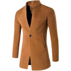 Men's Wool & Blends Autumn And Winter Long Solid Color Slim Coat Windbreaker Jacket Fashion High Quality Jacket#G3Men's