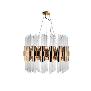 Pendant Lamps Postmodern Light Luxury Chandelier Villa Model Room Restaurant Club Personality Stainless Steel Glass ChandelierPendant