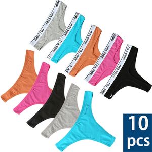 10Pcs/Set Sexy Women's Thongs Panties G-String Cotton Underpants Comfortable Intimate Low Waist Underwear Female Pantys Lingeri 220425