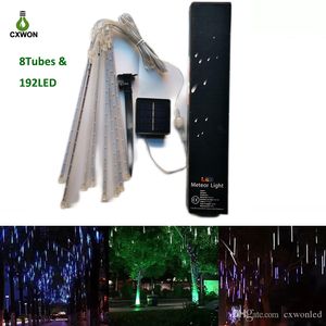 30/50/80 cm Lluvia de meteoritos solares Tubo de lluvia Luces de cadena de Navidad Fiesta de bodas Jardín Iluminación de vacaciones al aire libre