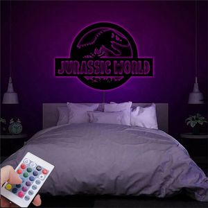 Lampada da parete in legno personalizzata con dinosauro da 40 cm Decorazione della stanza Nome personalizzato Luce notturna a LED La luce dell'interfaccia USB può essere regolata 220623