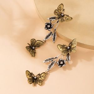 2022 Vintage Hübsche Schmetterling Tropfen Ohrringe für Frauen Silber Farbe Blumen Baumeln Ohrring Partei Schmuck Geschenk