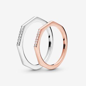 Nova chegada 925 Sterling Silver Polygon Ring for Women Wedding Wedding Jewelry Acessórios