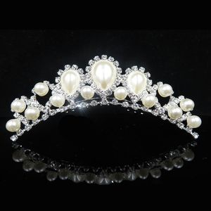 Lindas elegantes pérolas de cabeça de pérolas shinestone embutido tiara casamento coroas de cabelo para a festa da festa do baile para a noite