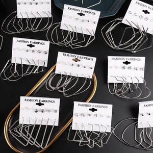 Hoop Huggie 19 Stil Metall Große Ohrring Set Für Frauen Dreieck Stud Stern Earing Ohrringe Brinco Weibliche BijouterieHoop