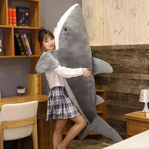 Huge Size Soft Toy Plush Simulation Shark Hugs Toys Sleeping Cute Pillow Cushion Cuddle Gift For Children J220704